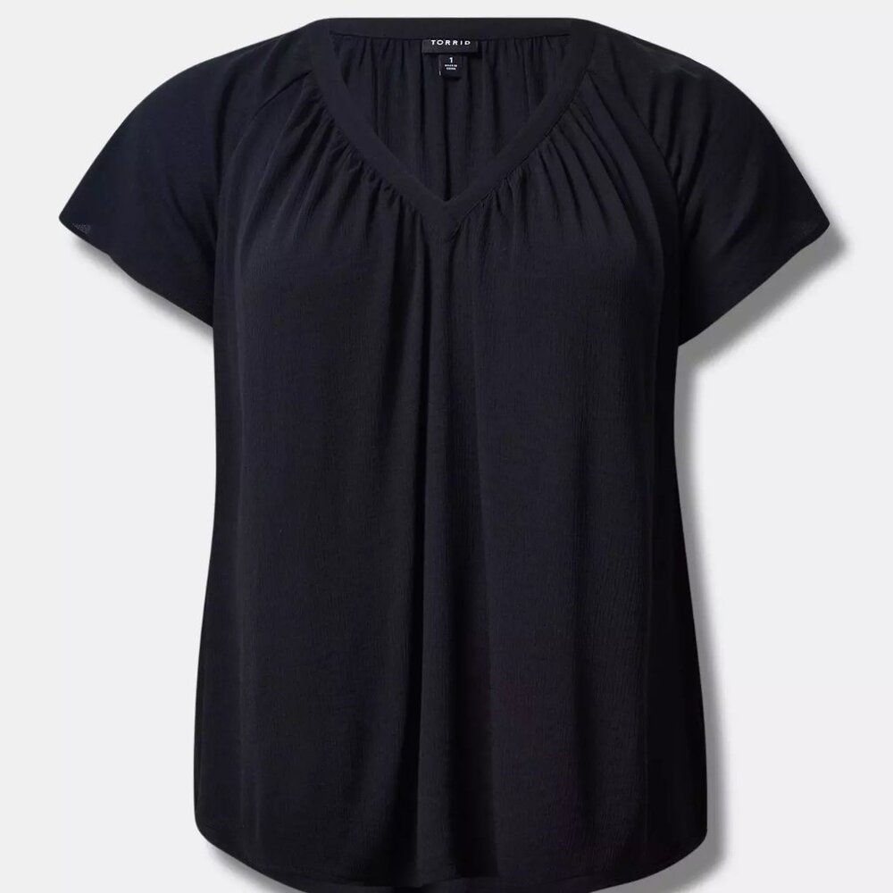 Torrid Washable Crinkle Gauze V-Neck Flutter Short Sleeve